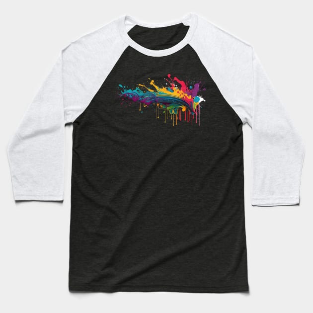 Colorful wild color splash. Baseball T-Shirt by MariDein